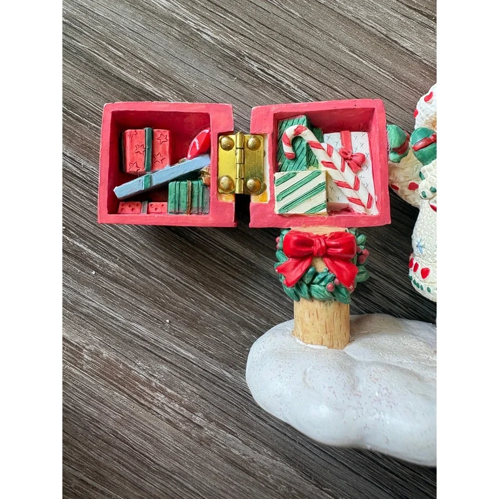 Carlton Cards Christmas Teddy Bear Figurine Hinged Mailbox Gifts Candy Cane